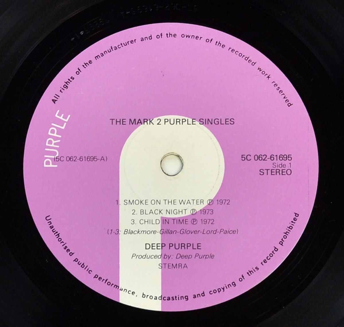 Enlarged High Resolution Photo of the Record's label The Mark 2 Purple Singles https://vinyl-records.nl
